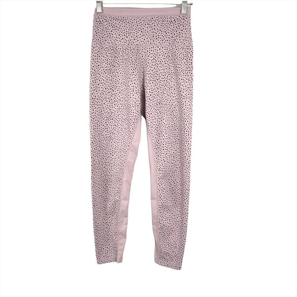 Allfenix Leggings Pink Black‎ Dots Athletic Polyester Spandex Women's Medium